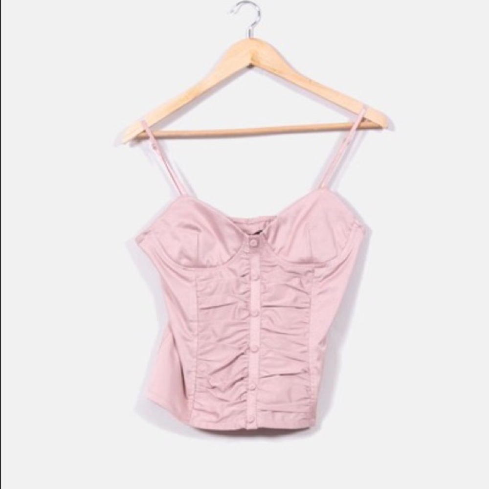 Zara pink satin bustier bra corset top